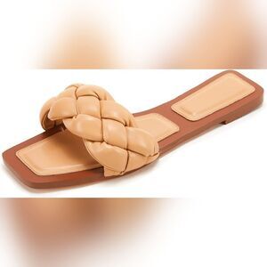 (6-2997)    VETASTE Women's Braided Strap Slide Sandals Sz 9